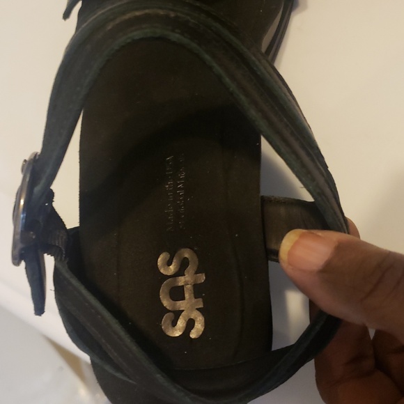 SH196 SAS Black Leather Sandals Size 9.5 - Picture 8 of 8